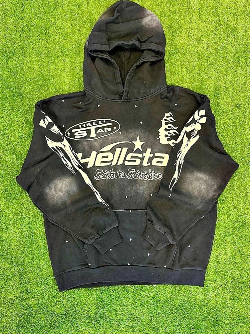 Hellstar Path To Paradise Hoodie Black & White Graphic NWT